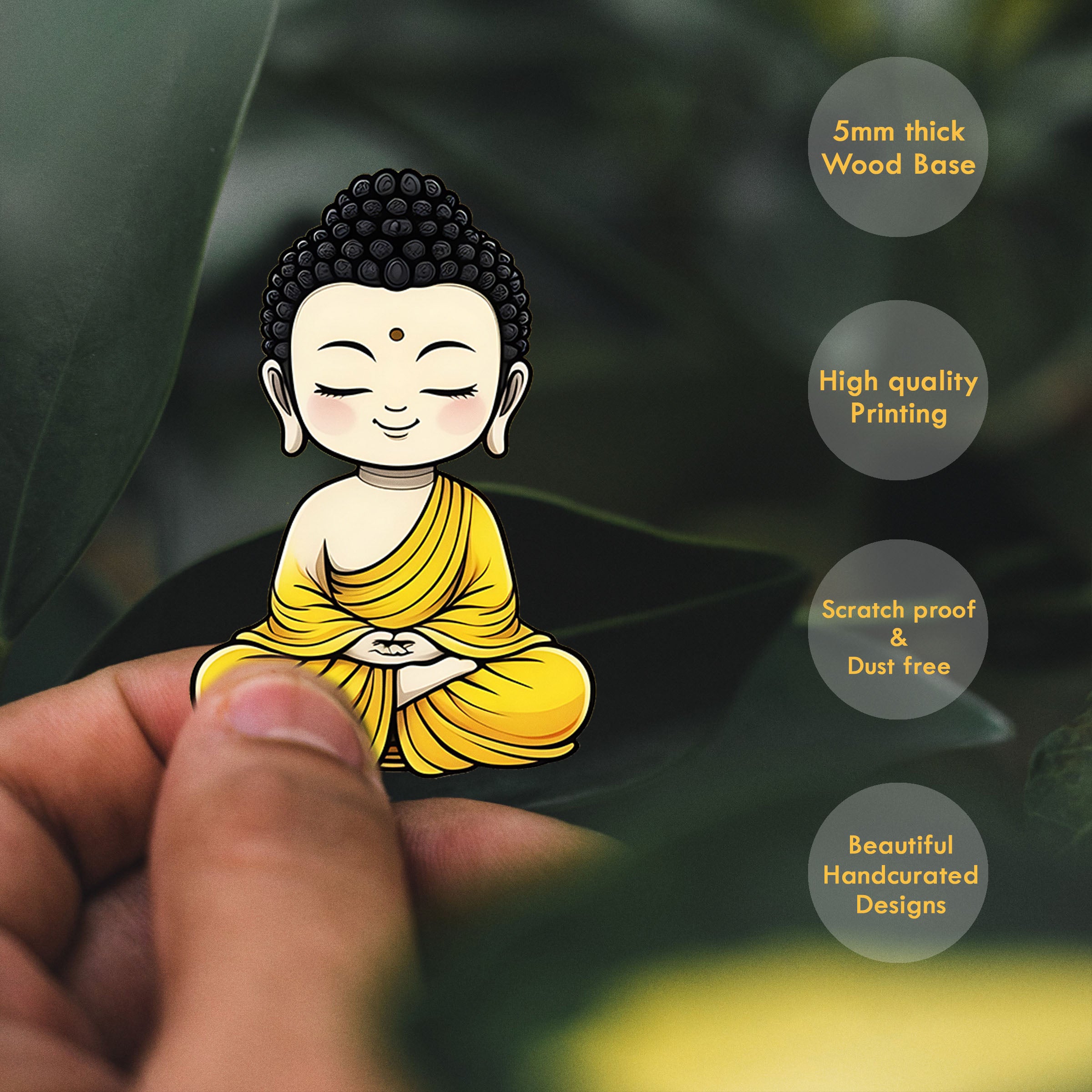Wooden Fridge Magnet - Budhha